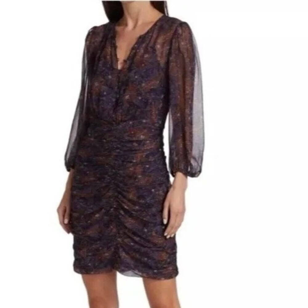 Veronica Beard Kerri Ruched Silk Dress, 6